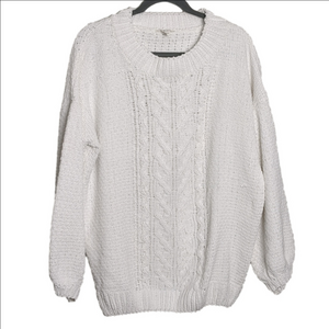 Urban Hermitage Cable knit crew neck white sweater size large